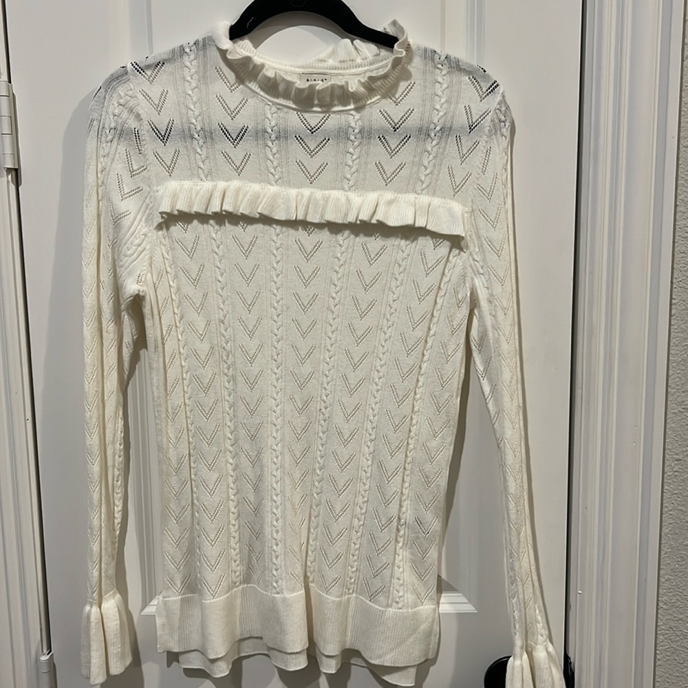 NEW cream ruffled collar sweater- A New Day